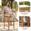 Tabourets d'extérieur rembourrés Tabouret d'extérieur en acacia avec coussins amovibles-120012764