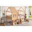 Lit mezzanine double avec conception de maisonnette, tablettes de rangement, escalier, aucun sommier nécessaire, idéal pour les chambres d'enfants et l'imagination (sans matelas)
