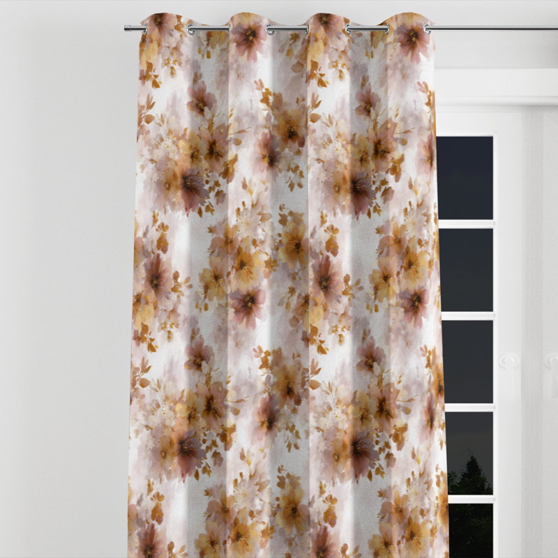 Country Farmhouse Curtain panels - Floral Boudy Grommet Curtain - 1 Panel, 52" W x 90" L, Silver Grommets