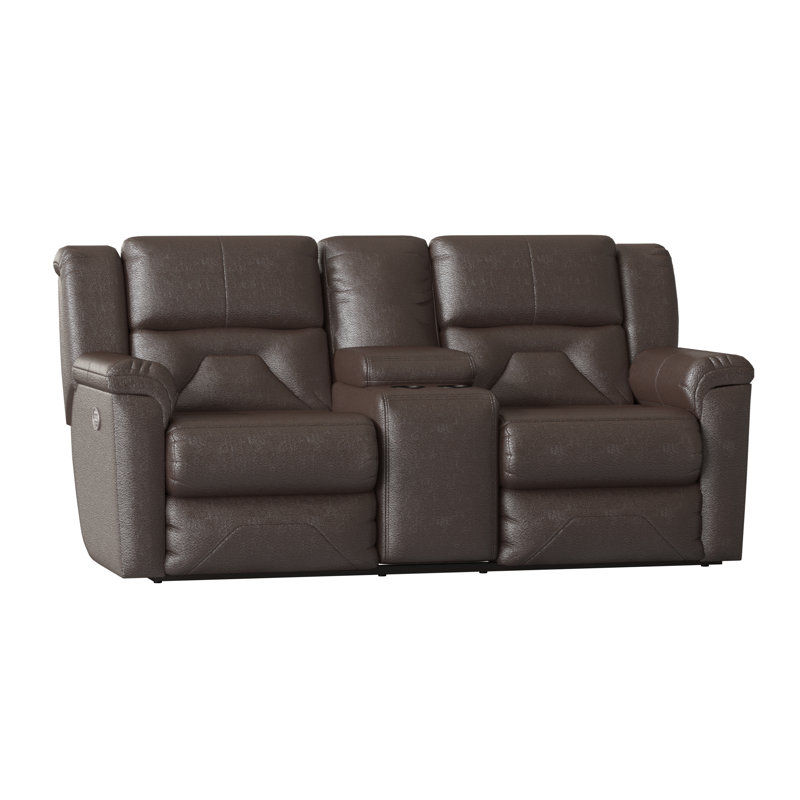 Pandora 81'' Leather Reclining Loveseat, Valentino Chocolate, Power Headrest