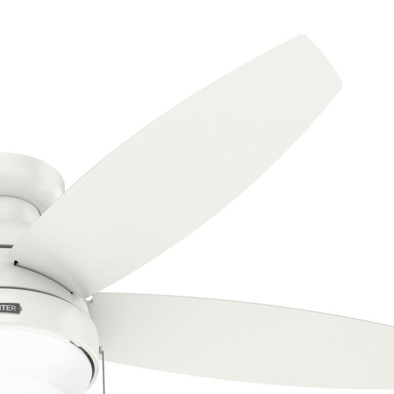 Ventilateur de plafond encastré à 5 pales de 52 po avec lumières et chaînes de traction Lilliana, Blanc frais