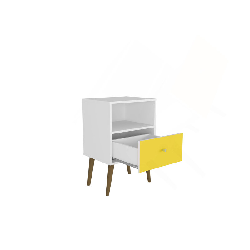 Table de chevet 18 po Liberty (1 tiroir), Blanc / jaune