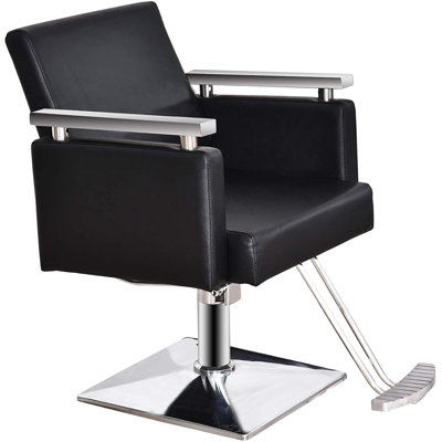 Fauteuil de salon pivotant de 28 po de largeur, fauteuil de coiffeur à pompe hydraulique, similicuir 