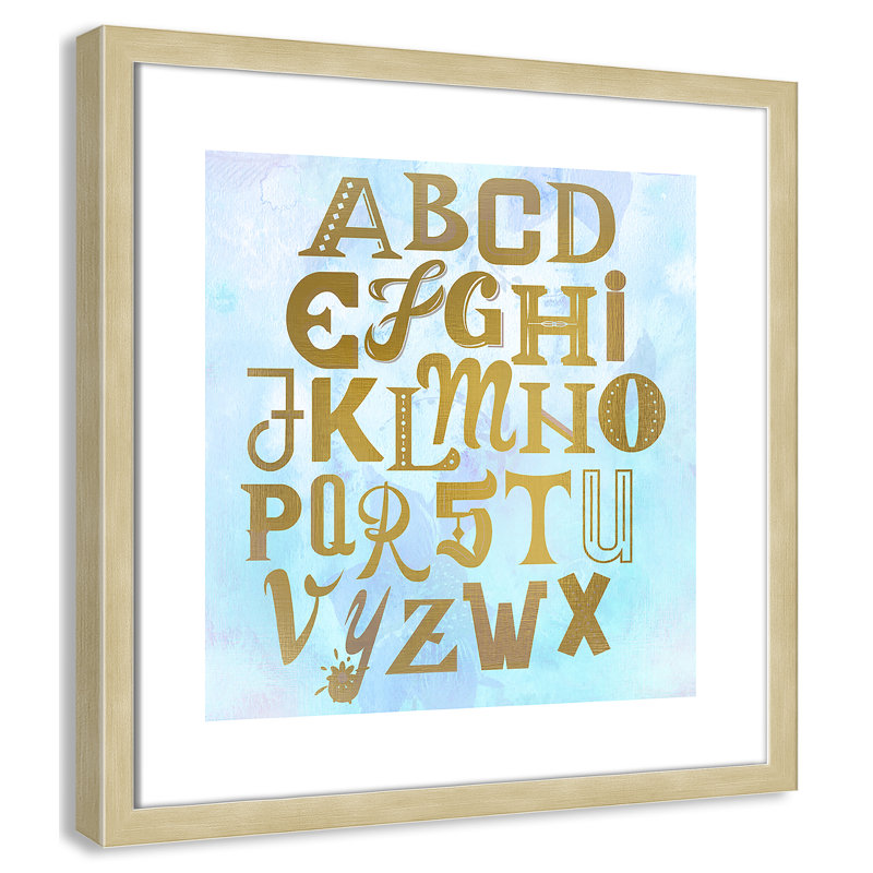Abc Blue », impression sur papier, Encadré de boîte champagne clair, H 16 po x l 16 po x P 1,18 po
