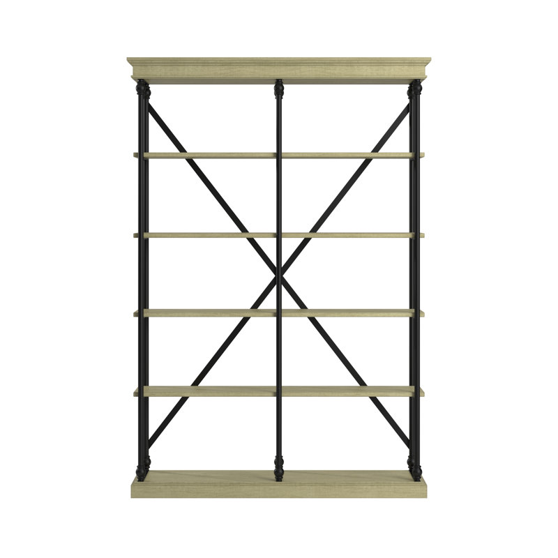 Kyler Etagere Bookcase, 84" H x 58" W x 15" D, Ivory White