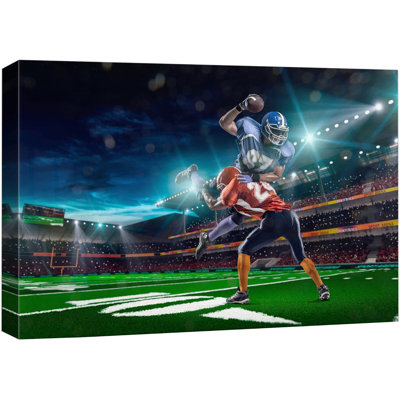 Sport " Football Player Tackle Neon Light Stadium Athletes "