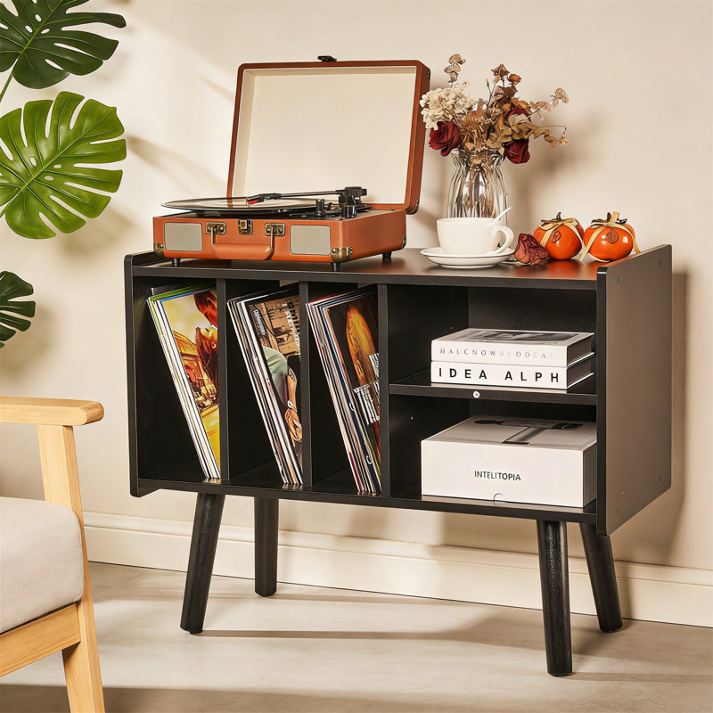 Record Player Stand | Vinyl Storage | Heavy Duty | Audio Tower | Media Center