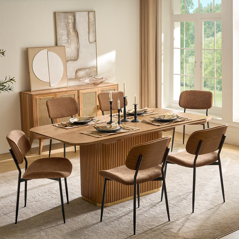 Ensemble de chaises de salle à manger à coussin de siège moderne en tissu l 20,75 po Balloo, 6, Chameau