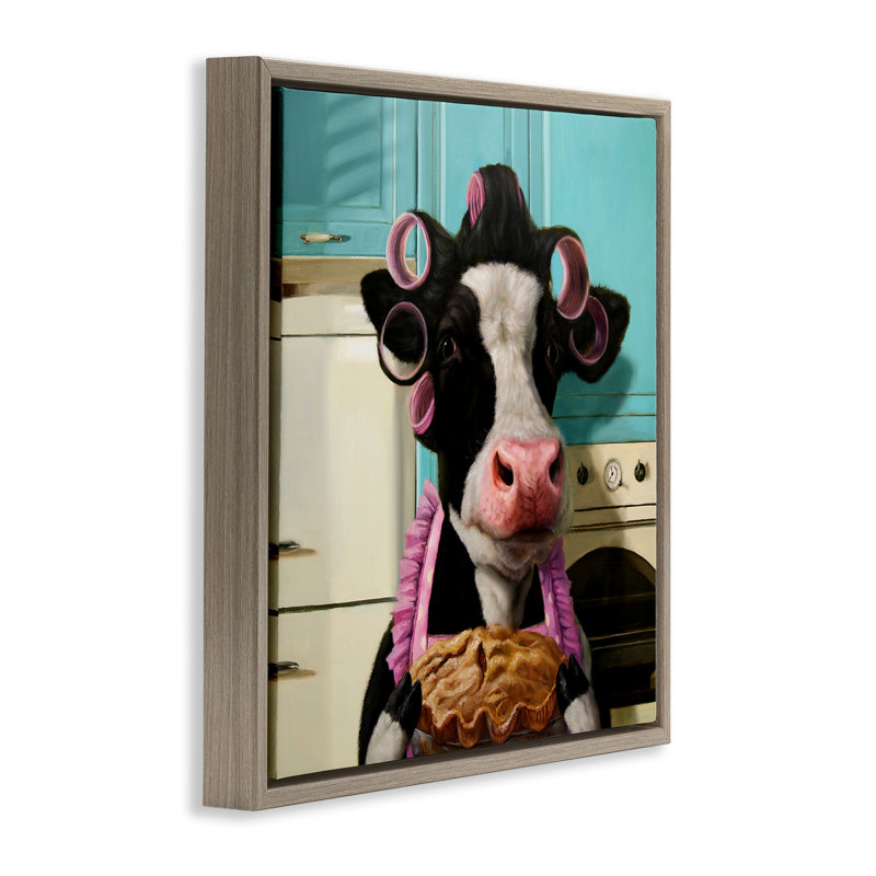Tarte à la vache glamour, H 18 po x l 18 po, Cadre flottant orme Montalcino