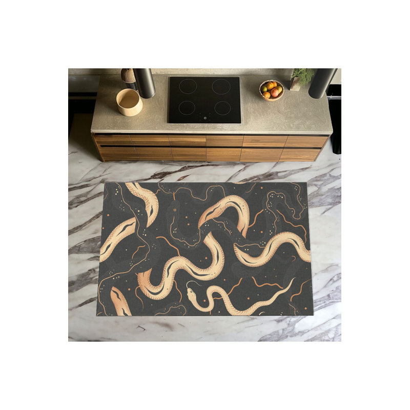 Tapis lavable à motifs Worm, Sous-tapis rectangulaire de 3 pi 3 po x 4 pi 11 po