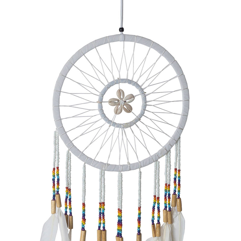 Capteur de rêves avec coquillages, style chaman, Blanc