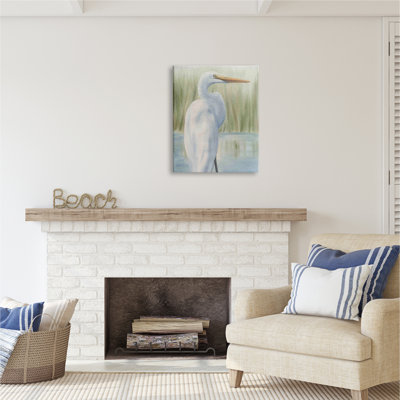 Stupell Industries Egret Marshland Painting Canvas Wall Art Design by Grace Popp