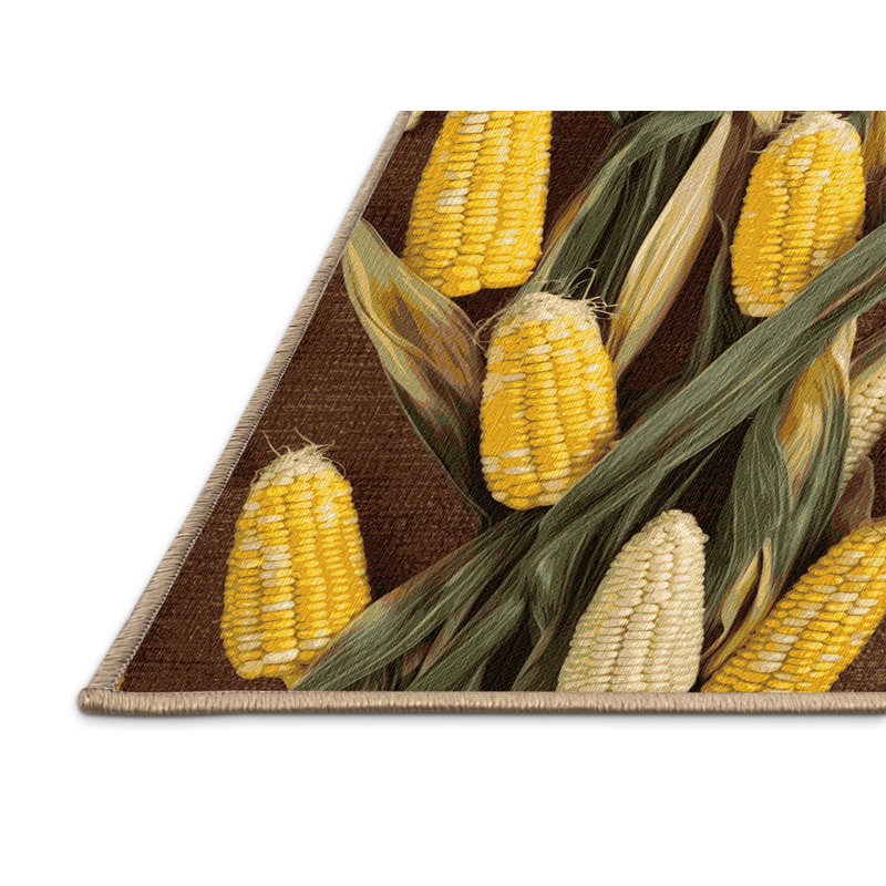  Washable Sweet Corn Bi Colour Vegetables Area Rug, Rectangle 3' x 5'