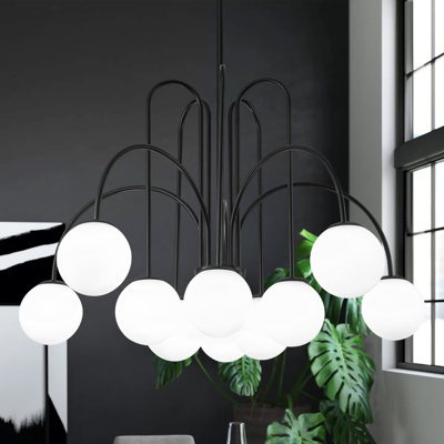 Lustre en verre spoutnik à 10 lumières pour salle à manger Bradrick