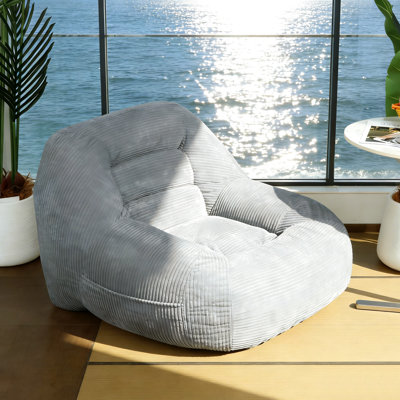 Corduroy Fabric Beanbag Couch For Living Room, Bedroom & Dorm, Cozy Fluffy Cloud Mini Couch,Grey