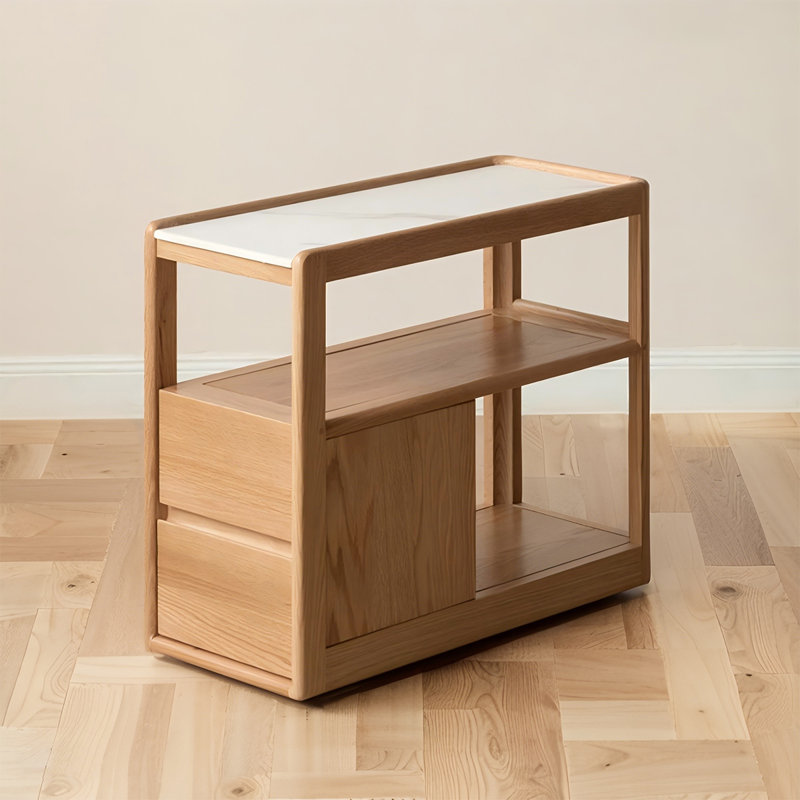 Simple Solid Wood Movable Side Table