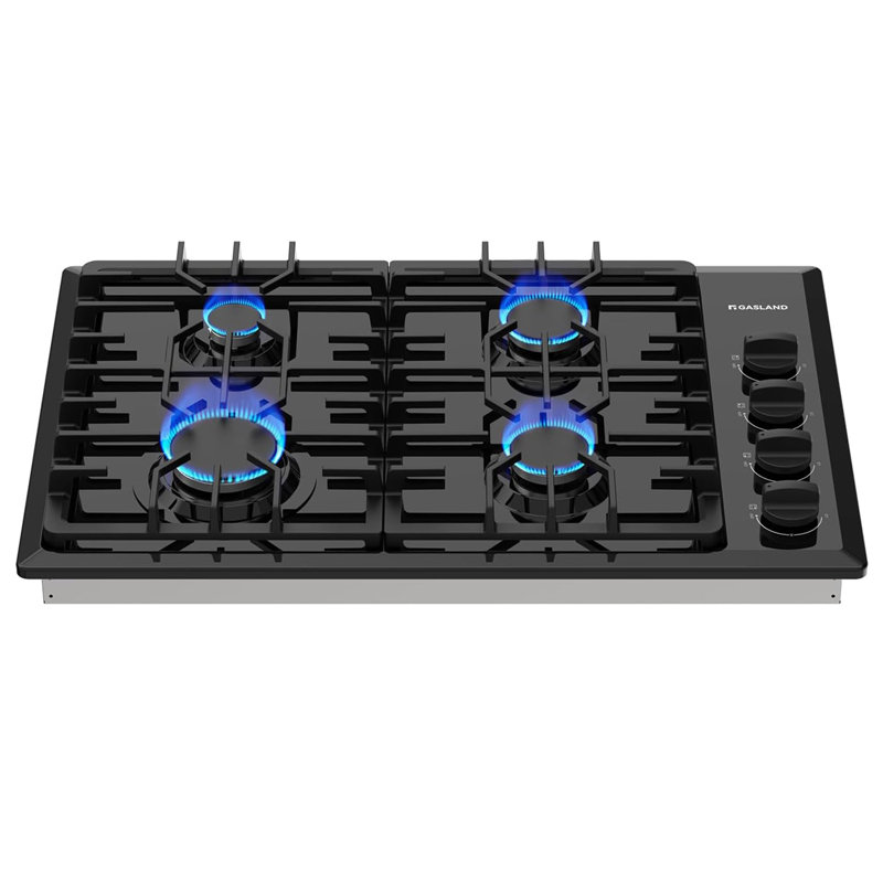 GASLAND 30 in. Gas Cooktop in Black Enamel with 4 Burners, NG/LPG Convertible, Black