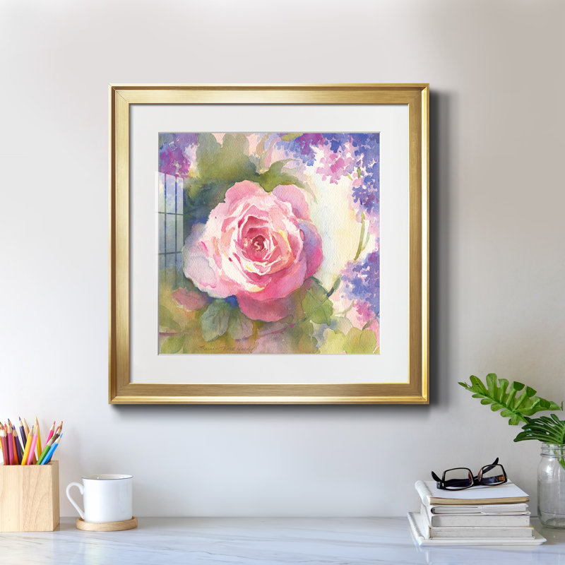«Margot's Rose IV» par J Paul, reproduction d'art sur papier encadrée, Papier encadré doré, H 34,5 po x l 34,5 po x P 1,5 po