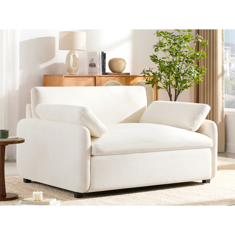 Canapé simple surdimensionné en chenille 50 * 43 ", Crème