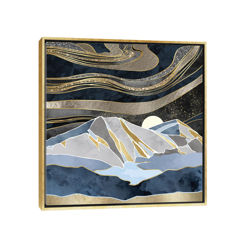 Ciel métallique - impression d'art graphique, H 18 po x l 18 po x 1,5 po, Toile encadrée d'or, Aucun mat