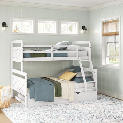 Eddy Twin Over Full Solid Wood Standard Bunk Bed with Trundle by Sand & Stable™ Baby & Kids -  24C93164E26648D1AF5DA8DA0FEF5506