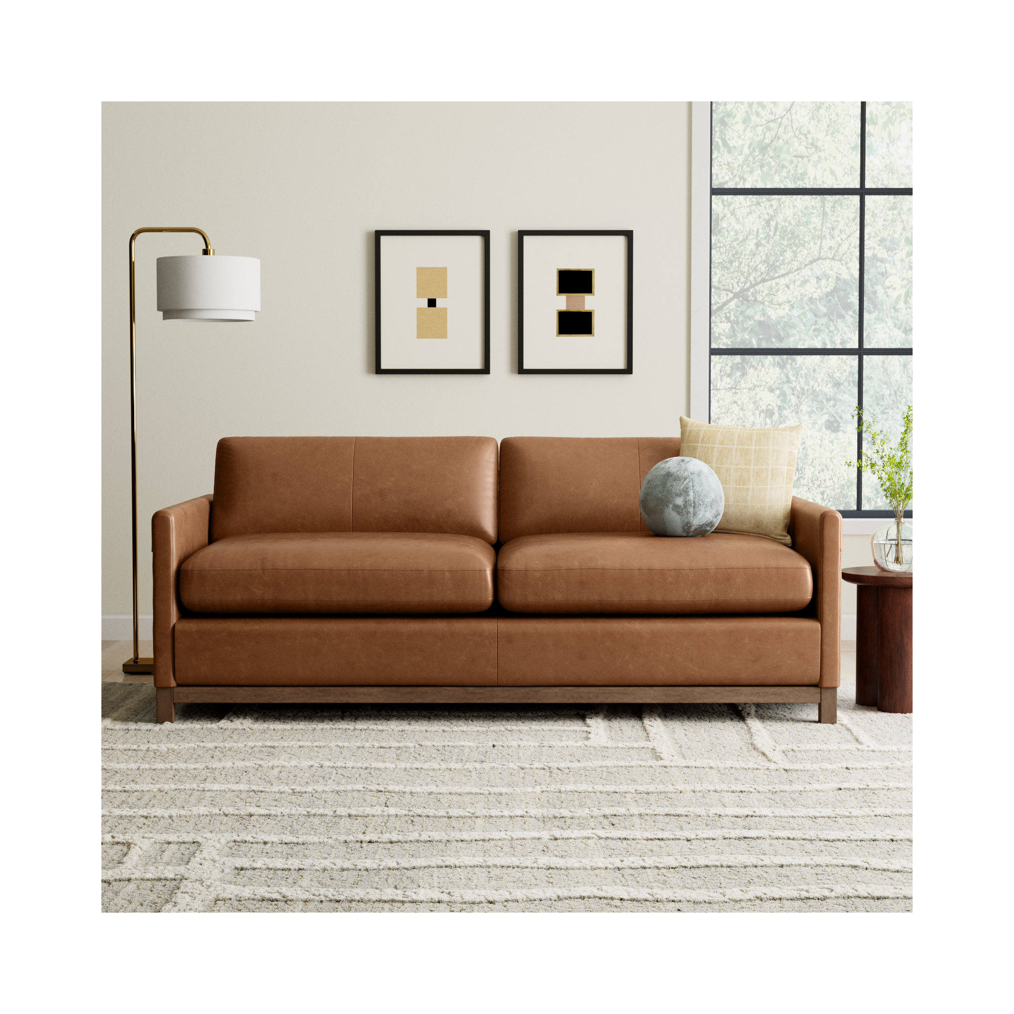 Liz 84" Genuine Leather Sofa, Marseille Brown
