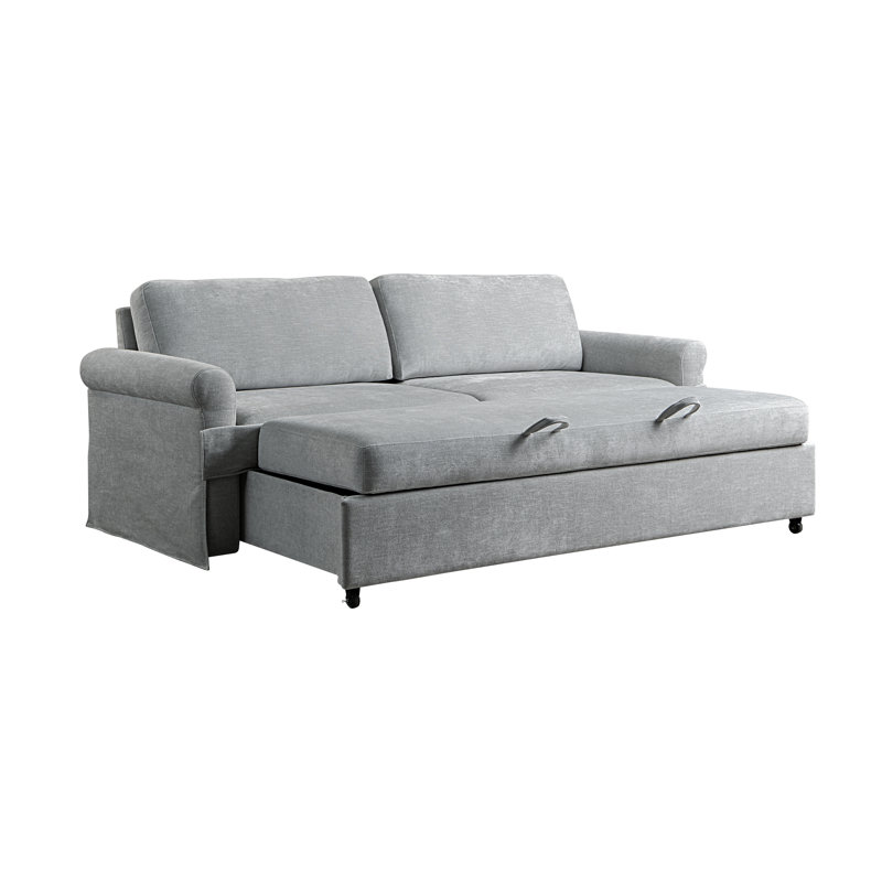 Carolena 90.9'' Queen Slipcovered Rolled Arm Convertible Sofa Sleeper