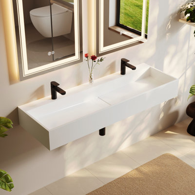 Homary 15.75 " Resin Rectangular Bathroom Sink
