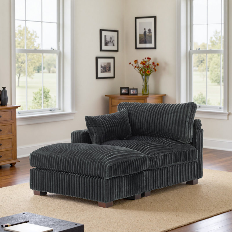 Upholstered Chaise Lounge, Grey