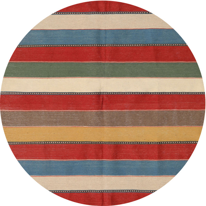 Wool Striped Indoor Rug, Round 8'0" x 8'0"