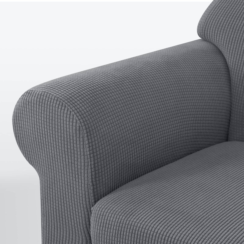 Soft Spandex Stretch Box Cushion Sofa Slipcover, Light Grey, 104cm H x 235cm W x 107cm D