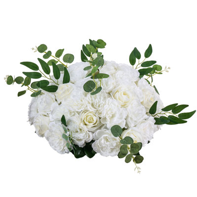 Boules de fleurs pour centres de mariage Arrangement de fleurs roses + blanc