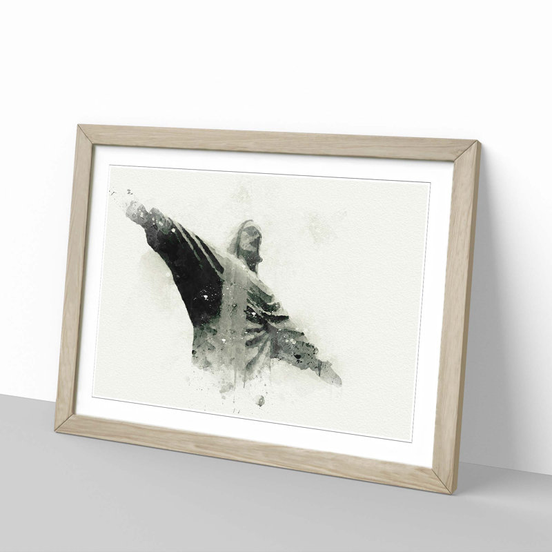 Corcovado in Rio De Janeiro Brazil in Abstract - Framed Print, 36cm H x 48cm W x 2cm D, Oak Framed