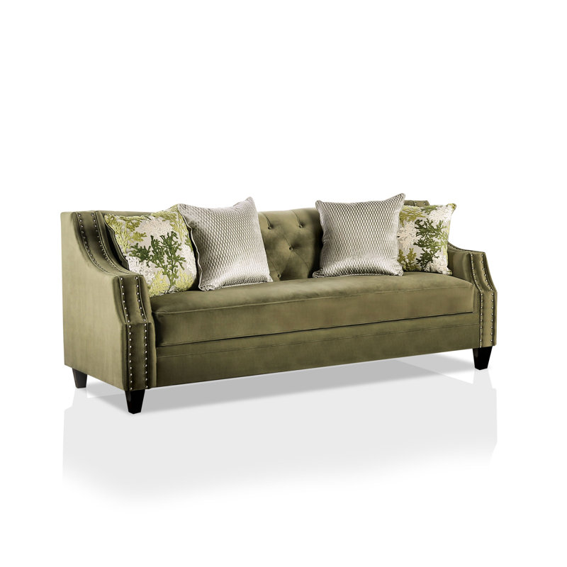 Schorr Upholstered 93'' Sofa, Green, Black