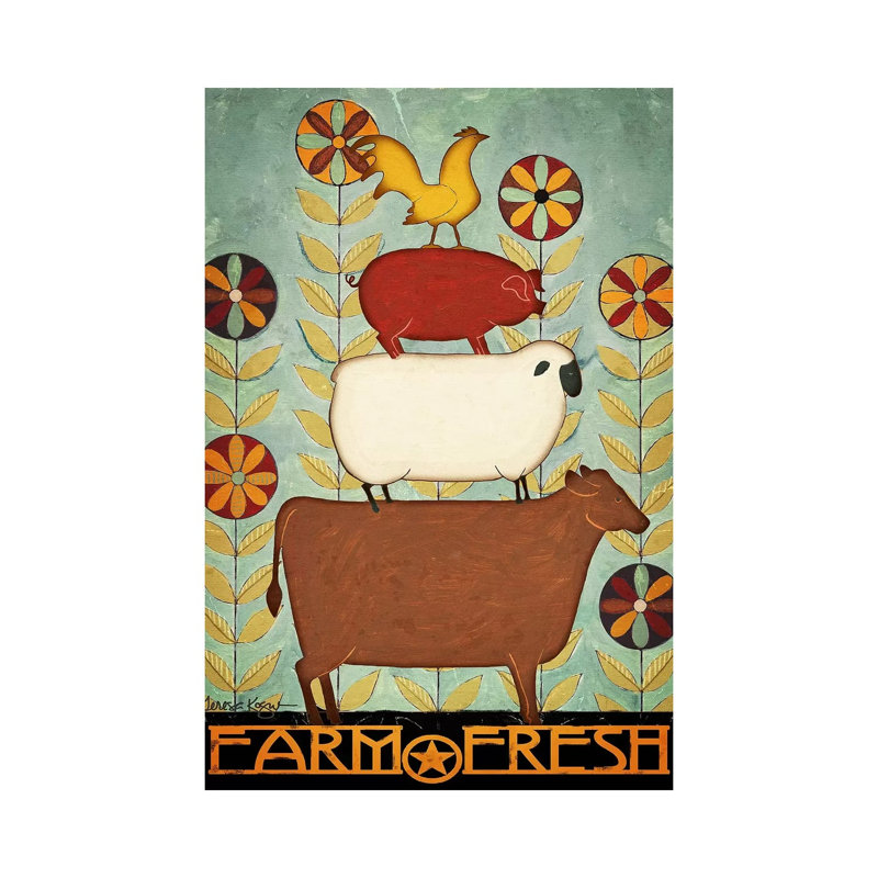 Farm Fresh Animal Stack by Teresa Kogut - Wrapped Canvas Gallery-Wrapped Canvas Giclée, 20.32 cm H x 30.48 cm W