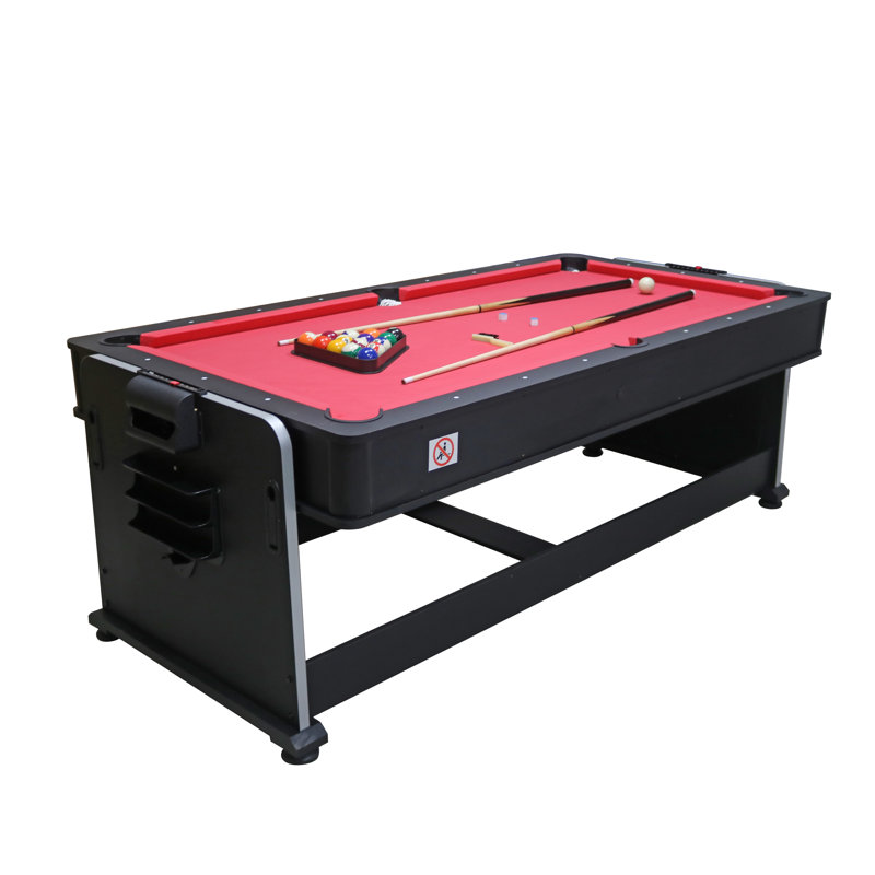 Lazy Dog 7' 4-in-1 Revolving Game Table, Black/Red