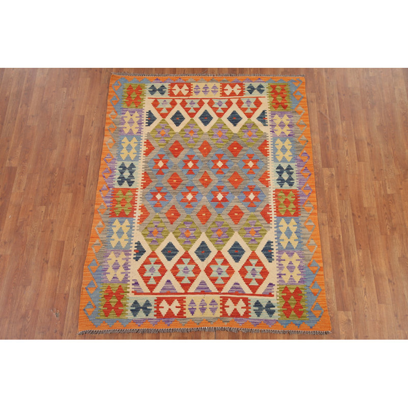 Tapis oriental en laine réversible kilim 5 x 6