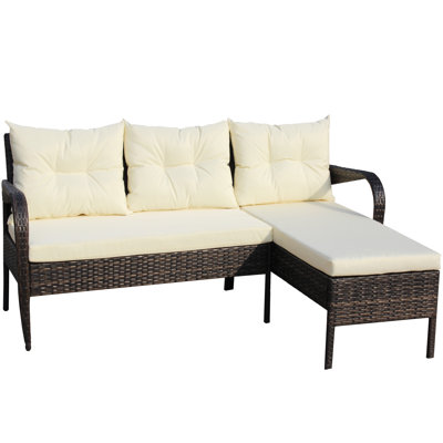 Katie-Anne 49.8" Wide Outdoor Wicker Patio Sectional with Cushions