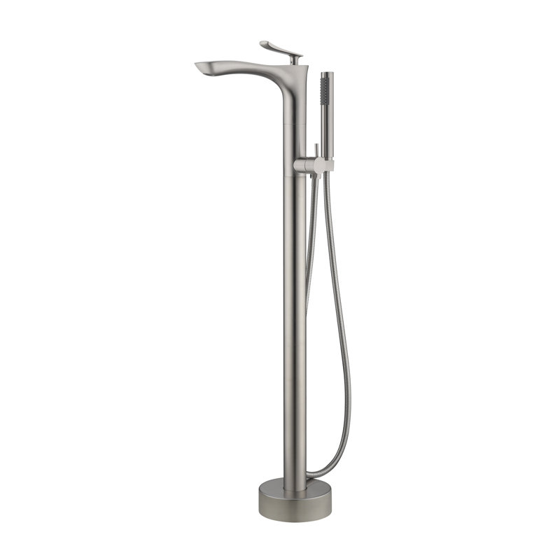 Kayla Bathroom Freestanding Tub Filler with Diverter, Brushed Nickel