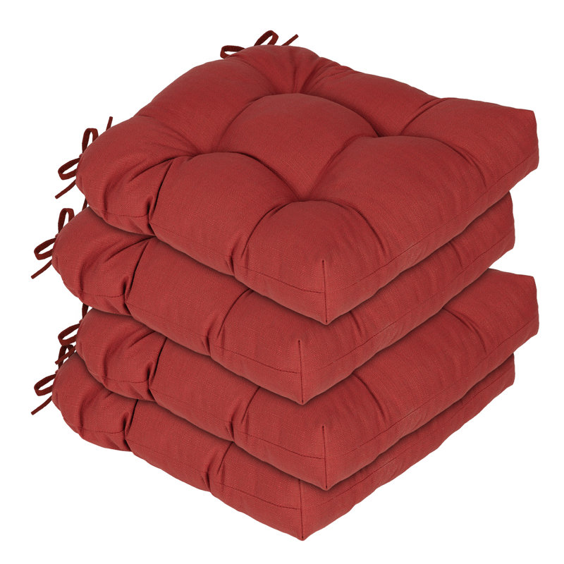 Tufted Outdoor Chair Cushions, Red