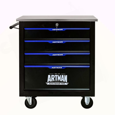 4 DRAWERS MULTIFUNCTIONAL TOOL CART WITH WHEELS-BLACK&BLUE
