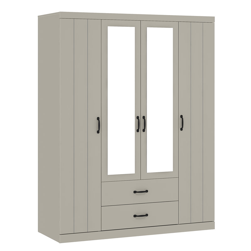 ALLINGTON 4 Door 2 Drawer Wardrobe With Mirror, Light Grey