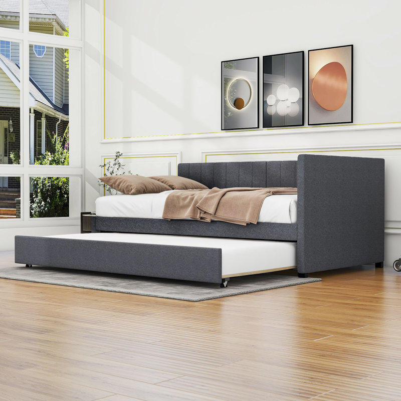 Jayonni Twin Daybed with Trundle, Gray