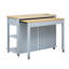47" Rubber Wood Kitchen Island With Extendable Table, Storage Rack, Drawers, Cabinets & Built-In Power Outlet, Grey Blue-398403432