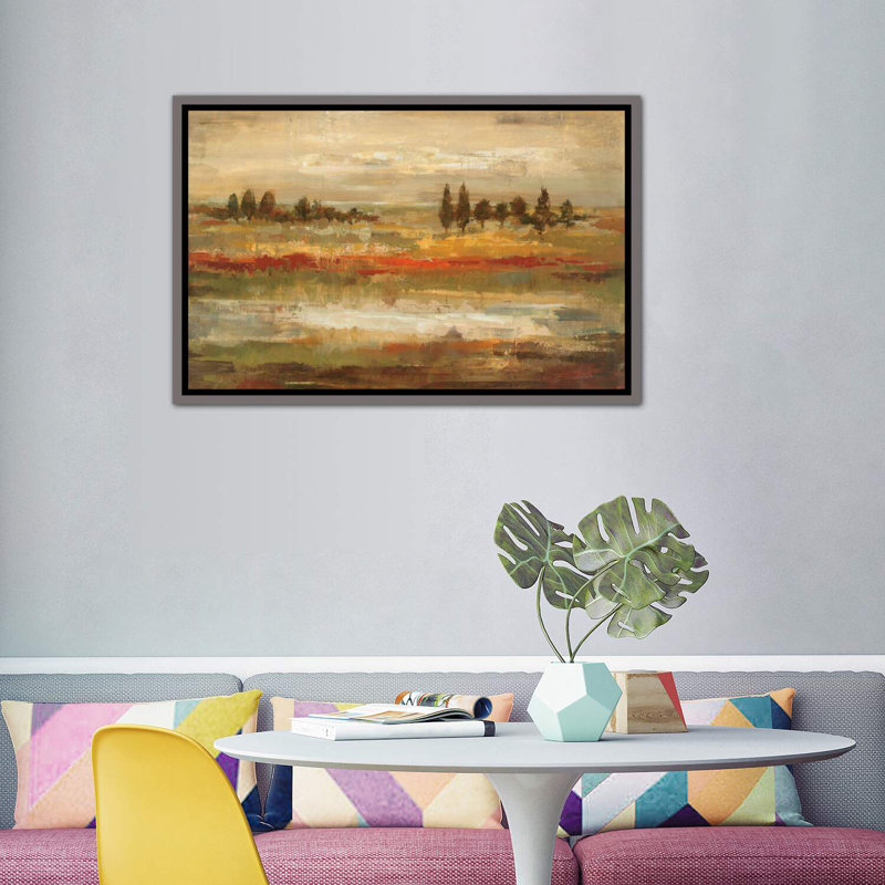 «Summer Fields» par Silvia Vassileva - reproduction d'art, H 40 po x l 60 po x 1,5 po, Cadre flottant gris