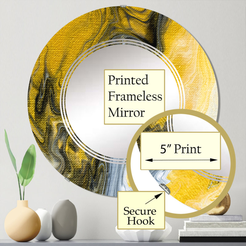Miroir mural noir, blanc et jaune, 24 po x 24 po