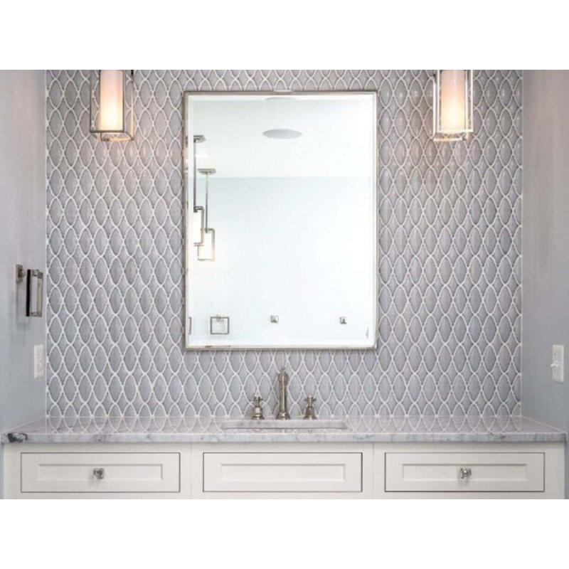 Nabi Valor Arctic Blue 2X4 Crackled Glossy Glass Mosaic Tile