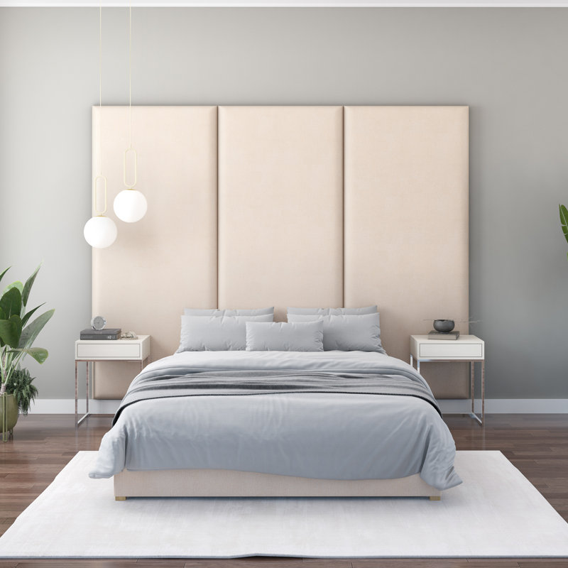 Nayali 90cm x 210cm Upholstered Wall Paneling, Beige