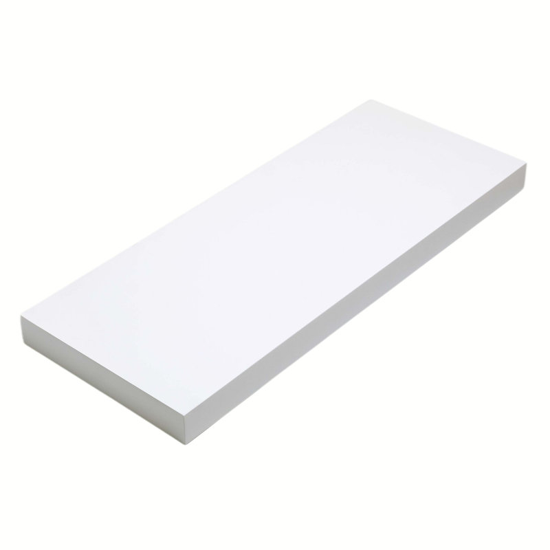 Hudson Floating Wall Shelf Kit, Chunky 3.8cm, Gloss White, 3.8cm H x 30cm W x 23.5cm D