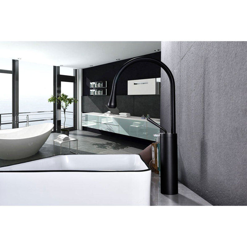 Tall Body Black Bathroom Basin Faucet